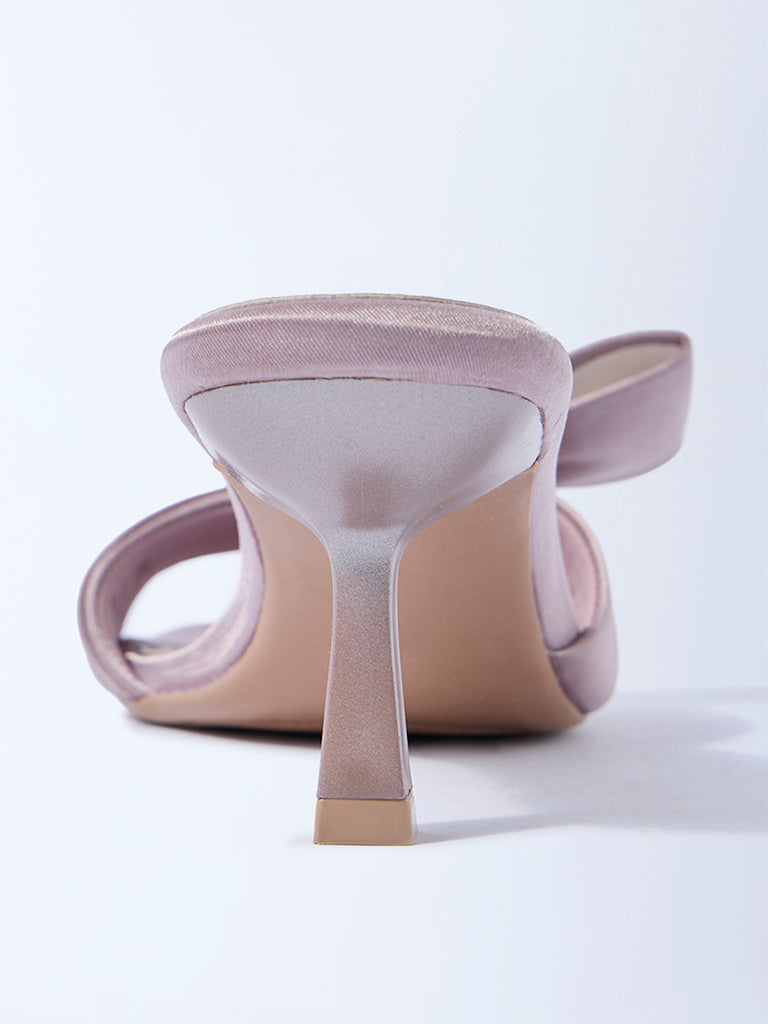 LUNA BLU Mauve Bow-Detailed Heel Sandals