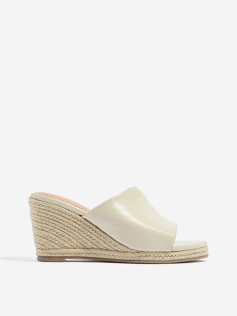 Westside LUNA BLU Women's Ivory Wedge Sandals for Casual Wear Side View