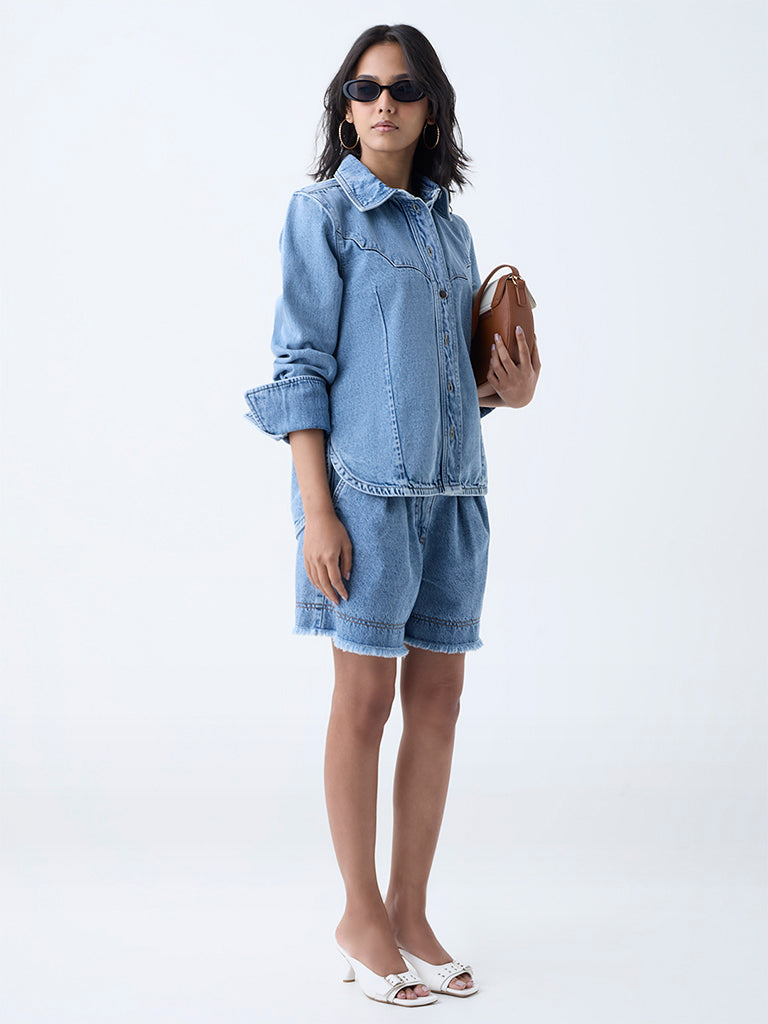 LOV Blue Faded Denim Shirt