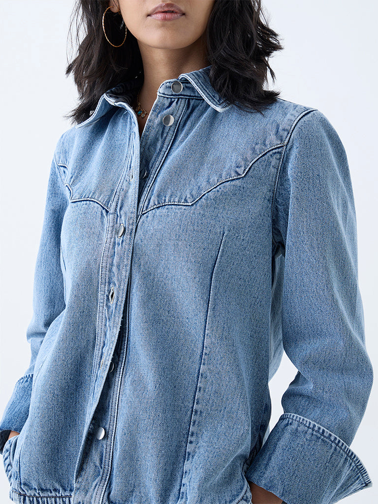 LOV Blue Faded Denim Shirt