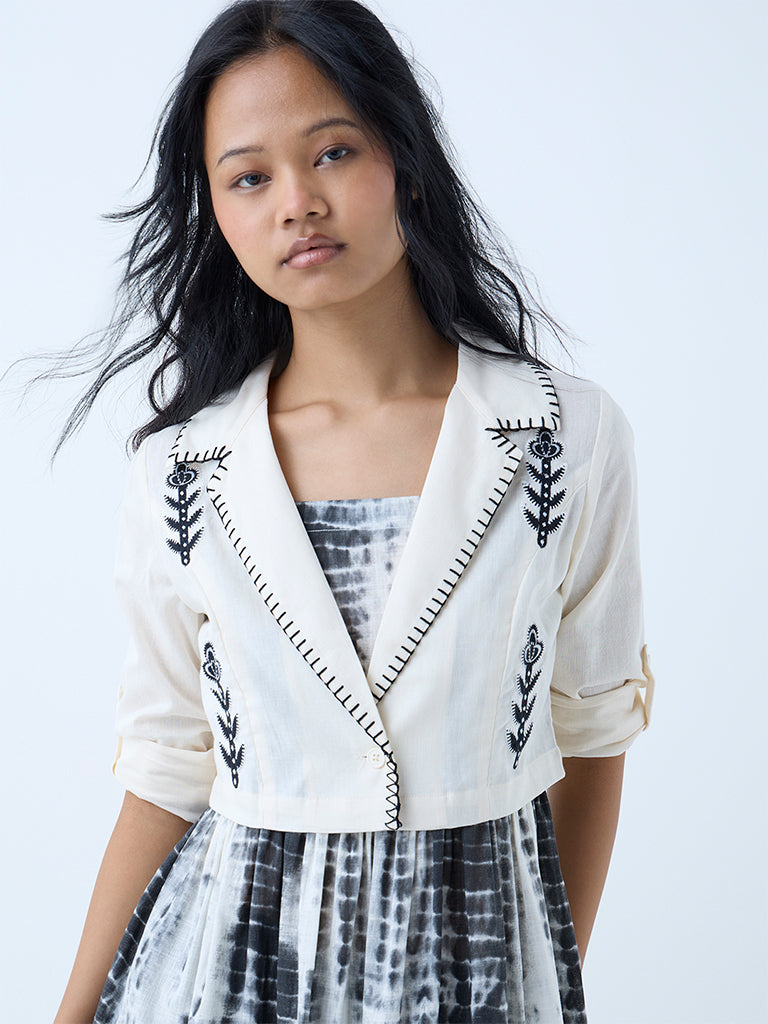 Bombay Paisley Grey Cotton Tiered Dress with Jacket