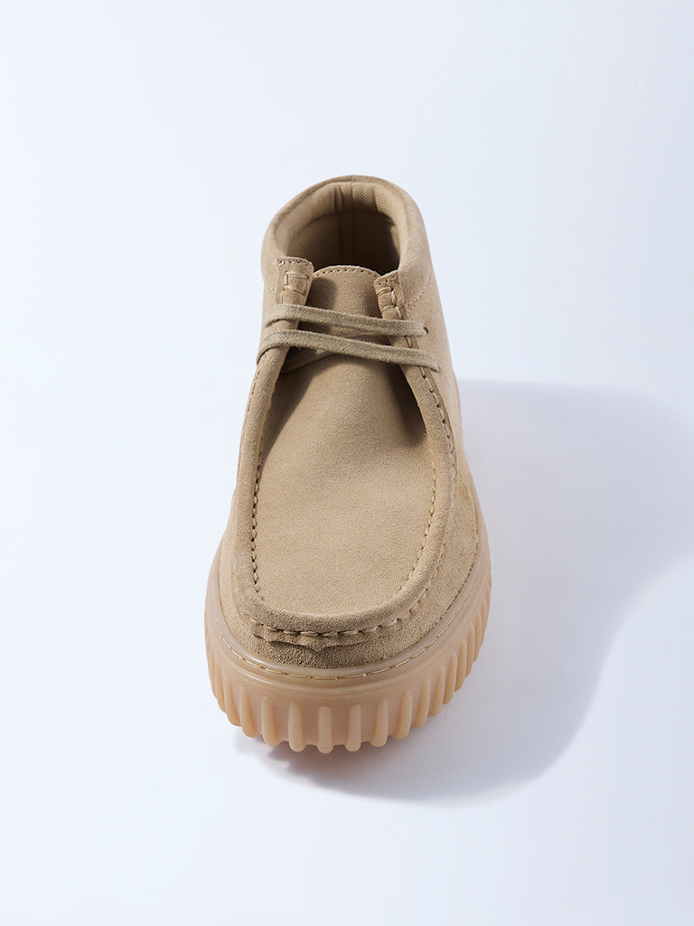 SOLEPLAY Beige Lace-Up Suede Leather Shoes