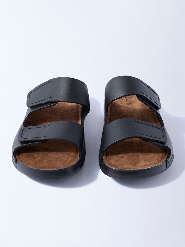 SOLEPLAY Black Dual Strap Slip-On Sandals