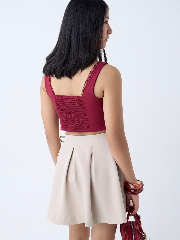 Nuon Burgundy Corset-Style Top