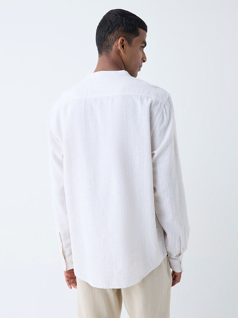 ETA Light Beige Solid Relaxed-Fit Cotton Shirt