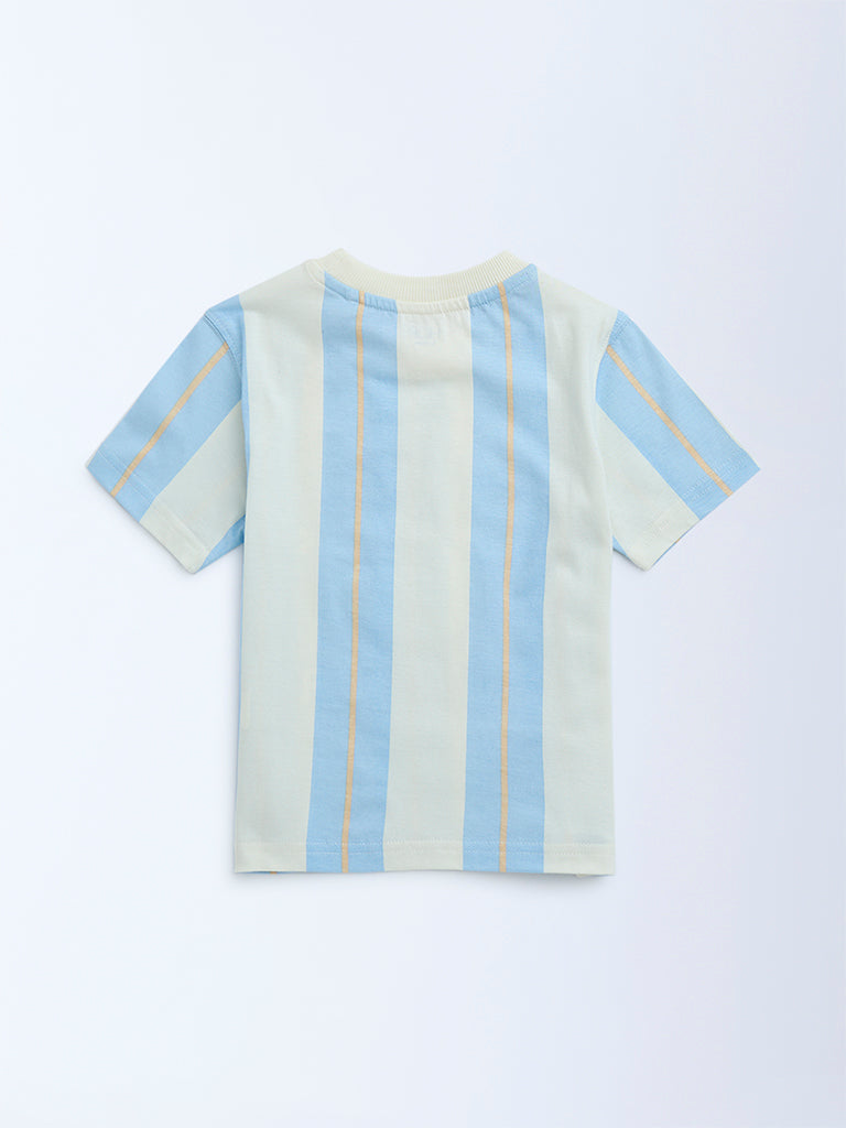 HOP Blue Striped Cotton T-Shirt