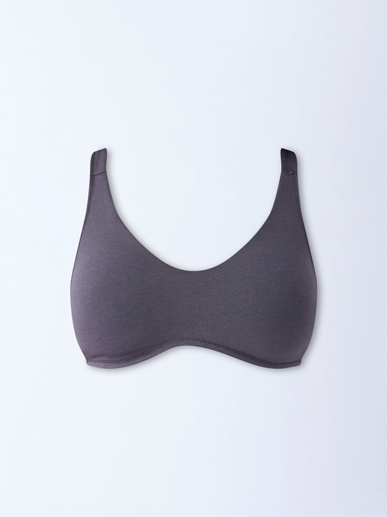 Wunderlove Charcoal Padded Cotton-Blend Bra
