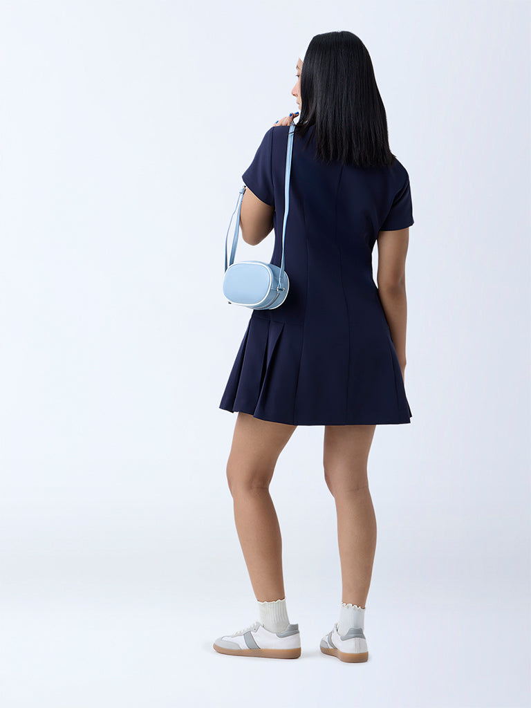 Nuon Navy Solid Shirt Dress