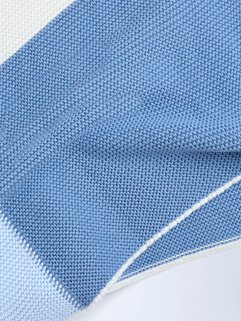 HOP Baby Blue Patchwork Detailed Cotton Blanket