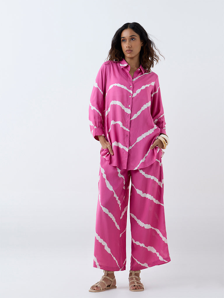 Utsa Pink Tie-Dye Patterned Tunic