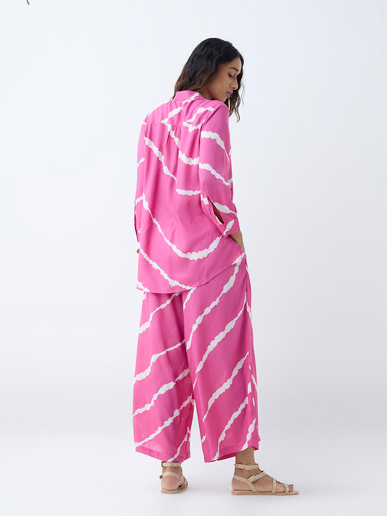 Utsa Pink Tie-Dye Patterned Tunic
