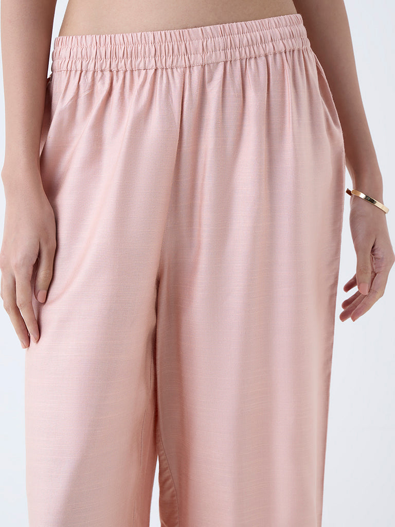 Zuba Dusty Pink Solid Ethnic Pants