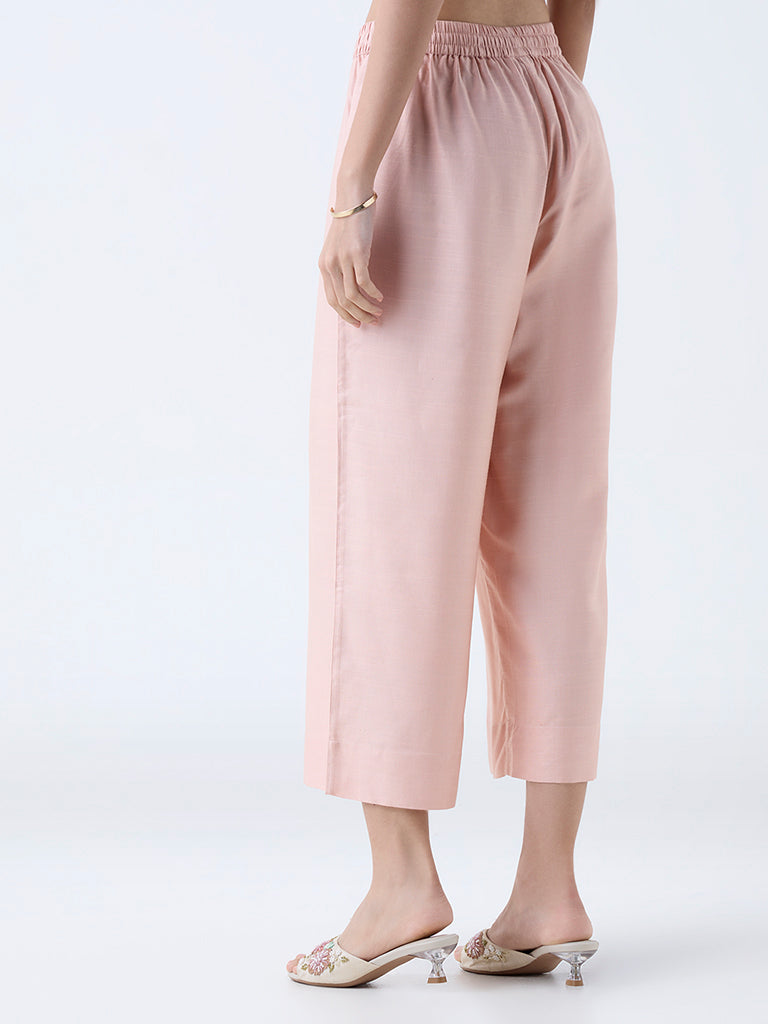 Zuba Dusty Pink Solid Ethnic Pants