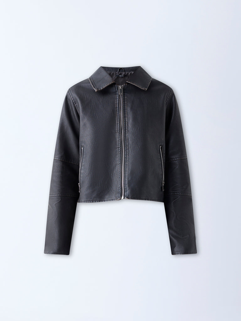 Nuon Brown Faux-Leather Jacket