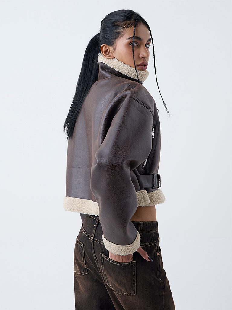 Nuon Brown Faux-Fur Jacket