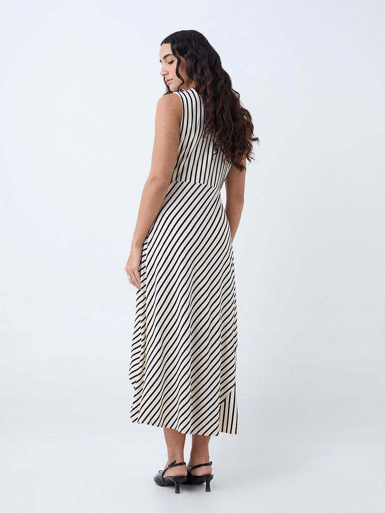 Wardrobe Off-White Striped A-Line Dress