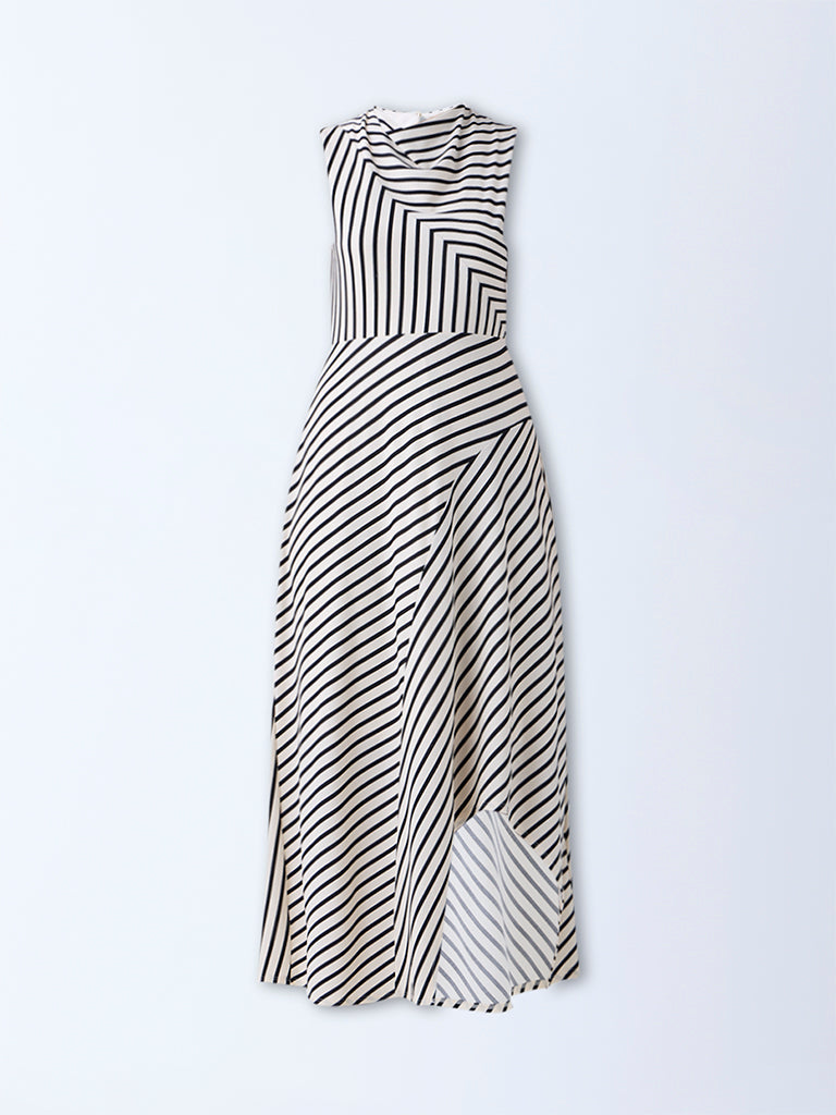Wardrobe Off-White Striped A-Line Dress