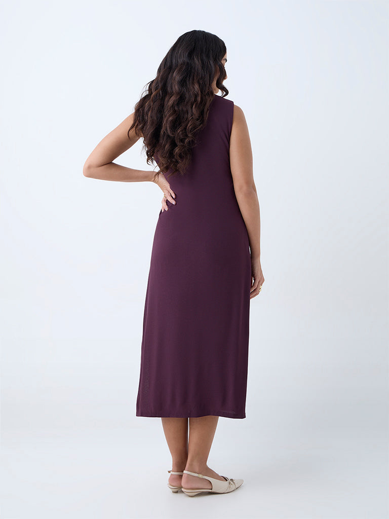 Wardrobe Wine Ruched Straight Dress