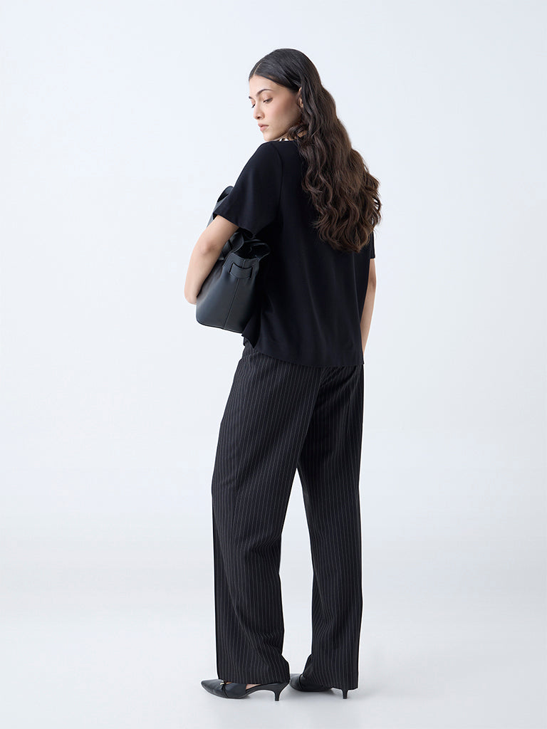 Wardrobe Black Solid Top