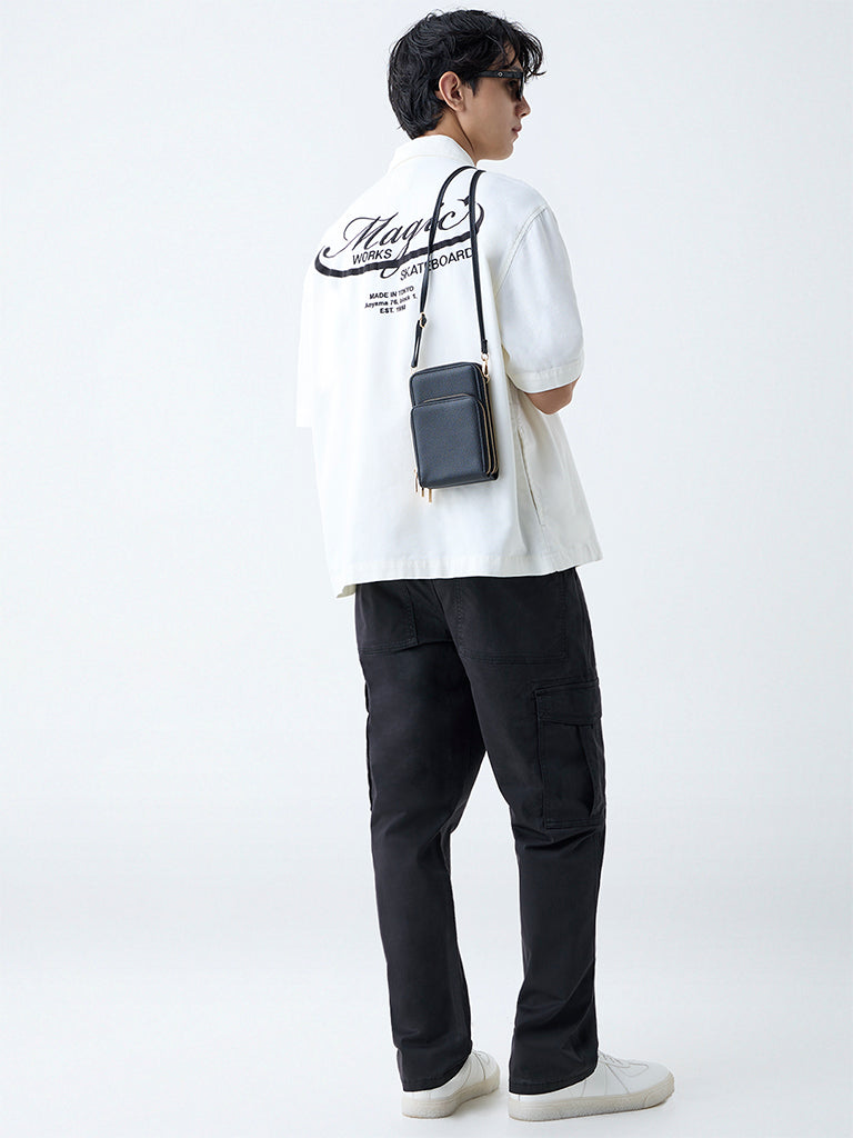 ETA Black Cargo-Style Relaxed-Fit Mid-Rise Cotton-Blend Pants