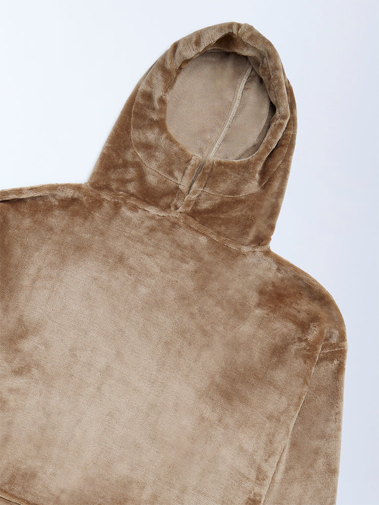 Westside Home Brown Fleece Poncho