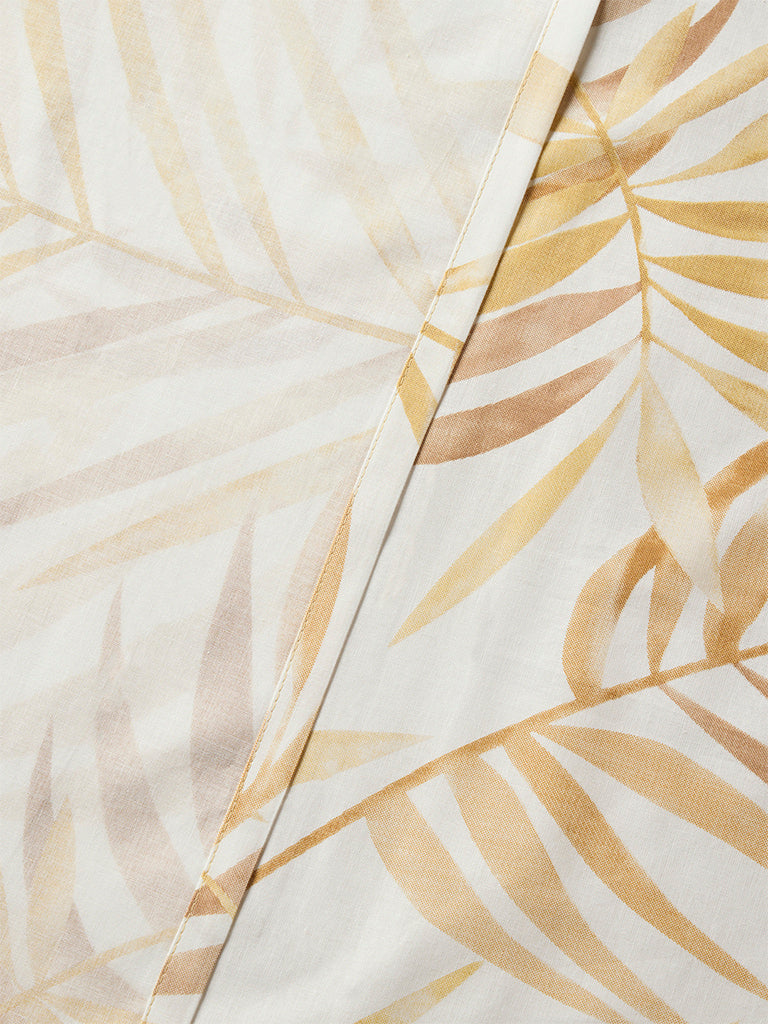 Westside Home Mustard Leaf Printed Queen Bed Sheet Set