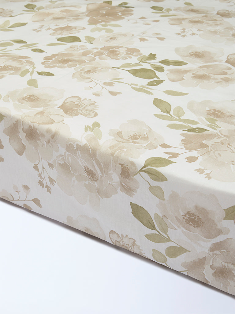 Westside Home Brown Floral Design King Bed Sheet Set