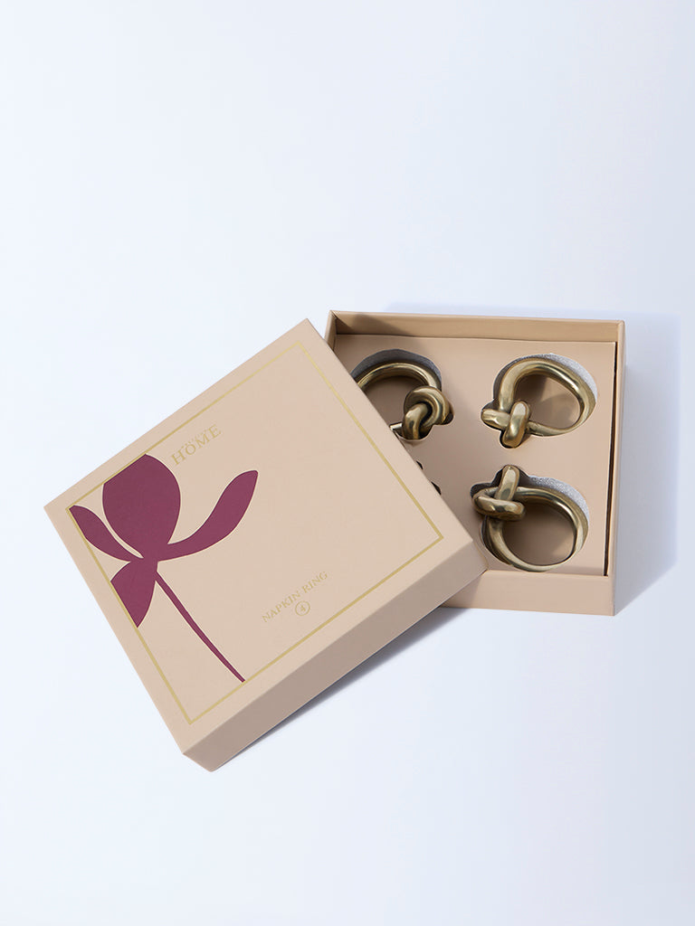 Westside Home Gold Knot Napkin Rings (Set of 4) - Festive Season Gift