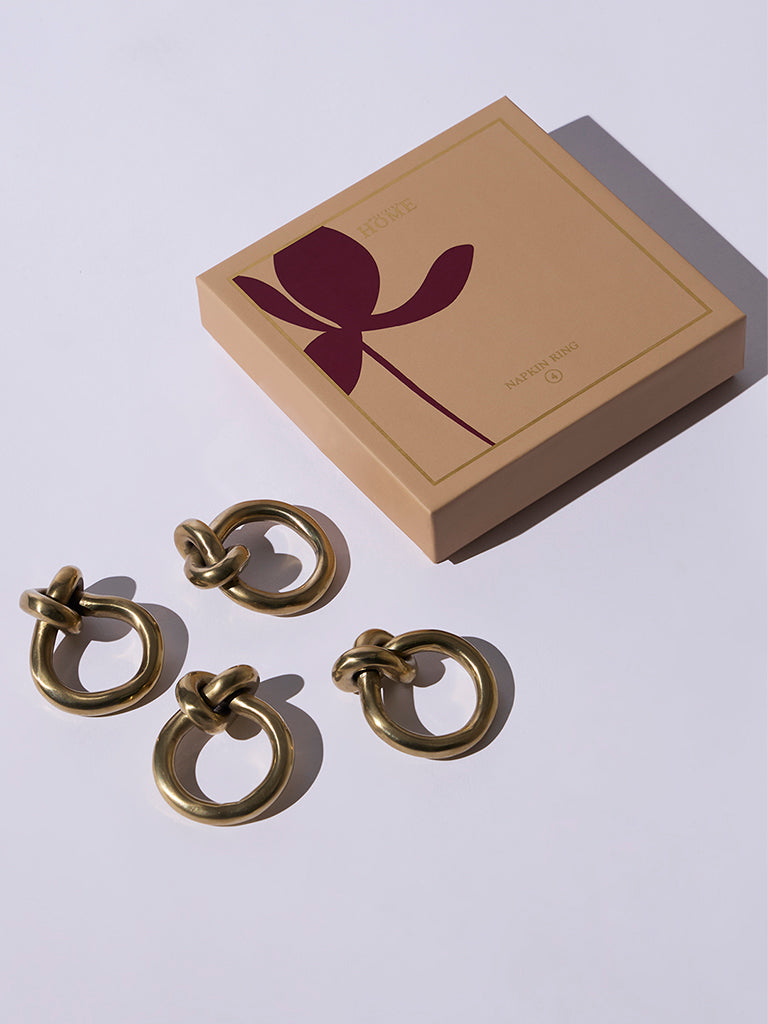 Westside Home Gold Knot Napkin Rings (Set of 4) - Festive Season Gift