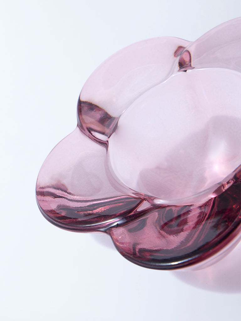 Westside Home Burgundy Floral Tealight Candle Holder (Set of 2) - Festive Season Gift