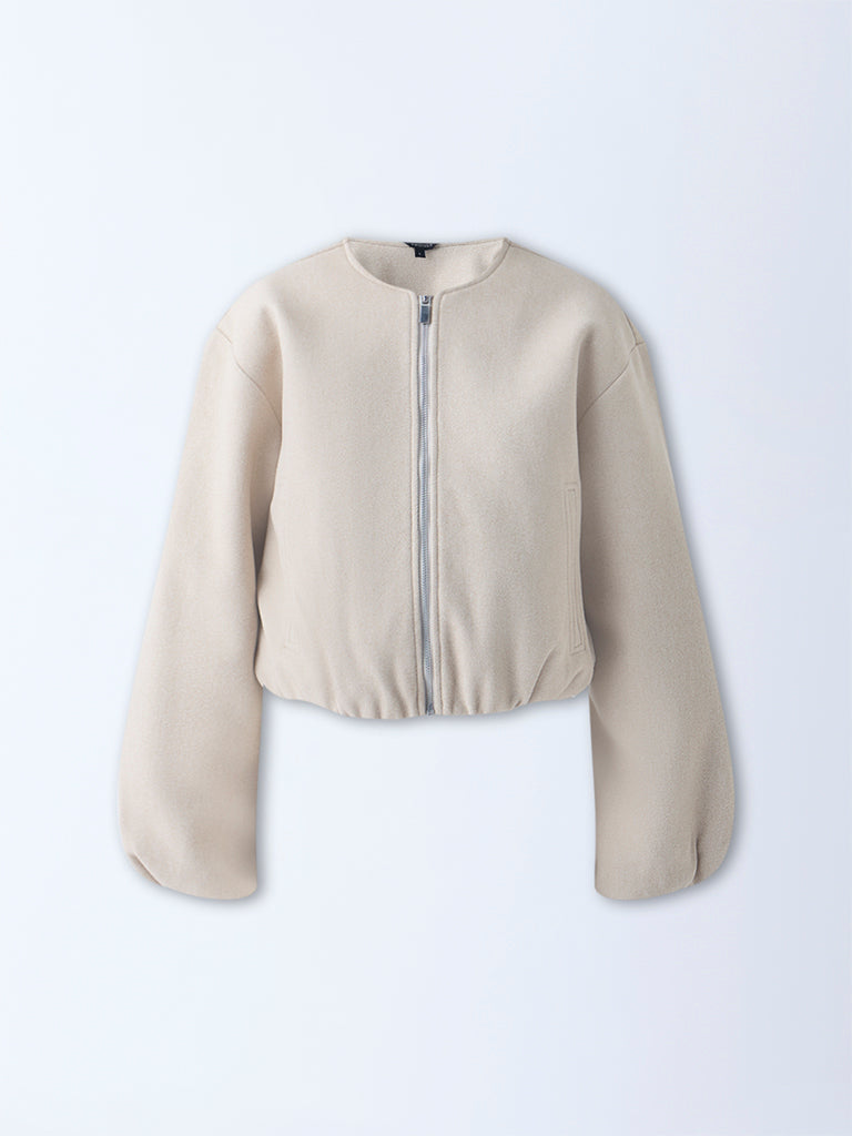 Wardrobe Beige Faux Suede Jacket