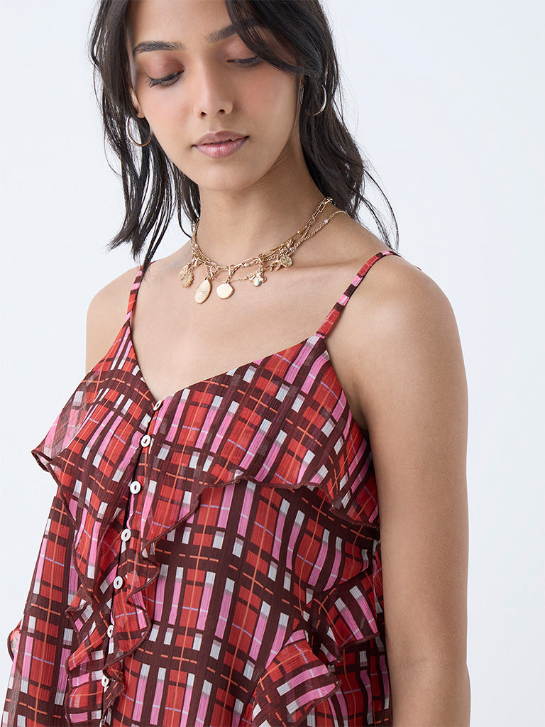LOV Multicolour Plaid Checkered Top