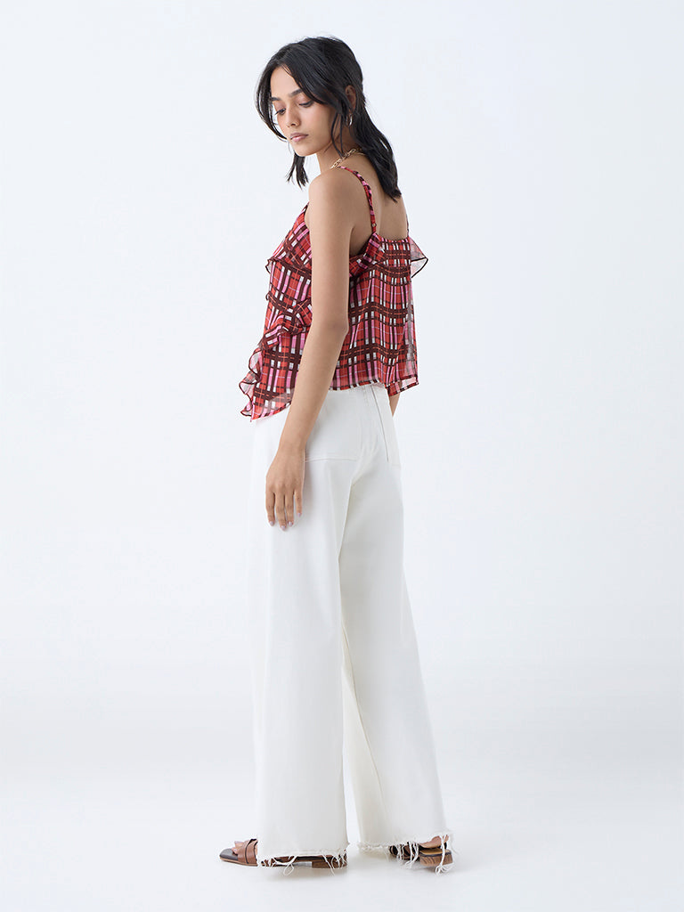 LOV Multicolour Plaid Checkered Top