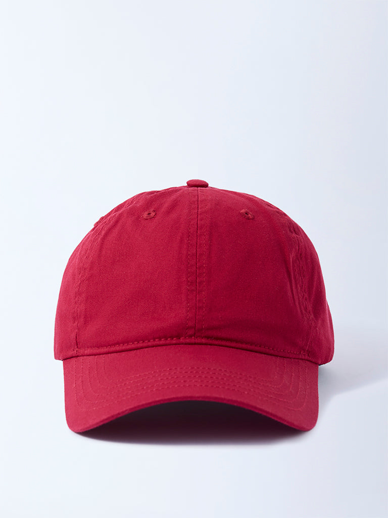 Buy Westside Accessories Red Solid Cotton Cap from Westside