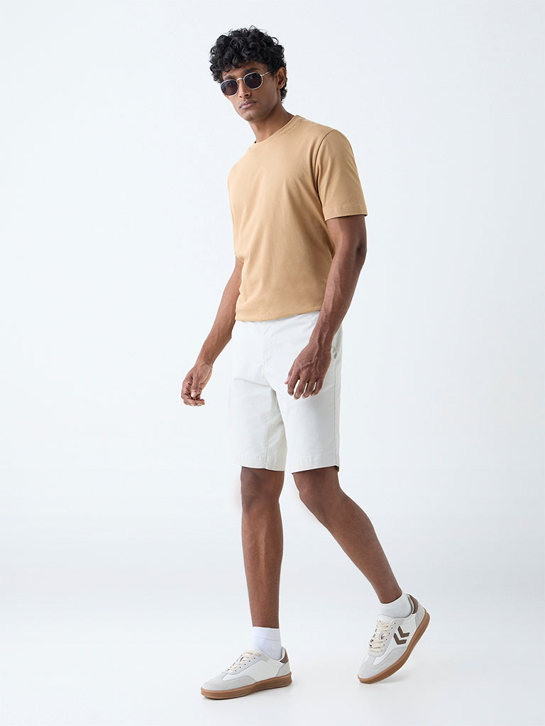 Westside WES Casuals Men's Mustard Solid Slim-Fit Cotton T-Shirt for Casual Wear Full View