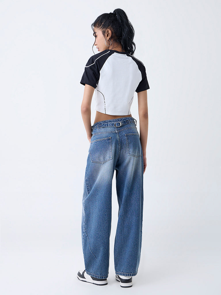 Nuon Blue Faded High-Rise Jeans