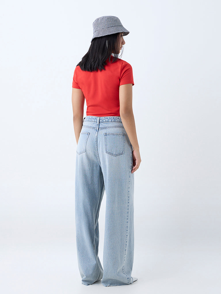 Nuon Light Blue Flared High-Rise Jeans
