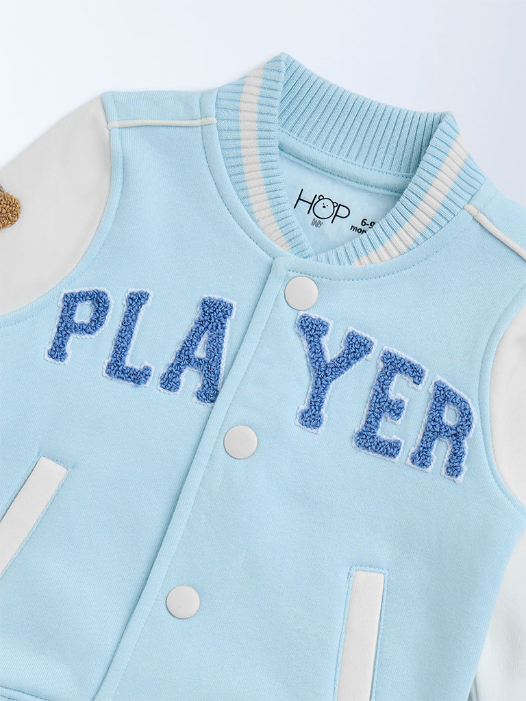 Westside HOP Baby Boys Light Blue Text Design Cotton-Blend Jacket for Casual Wear Zoomed View