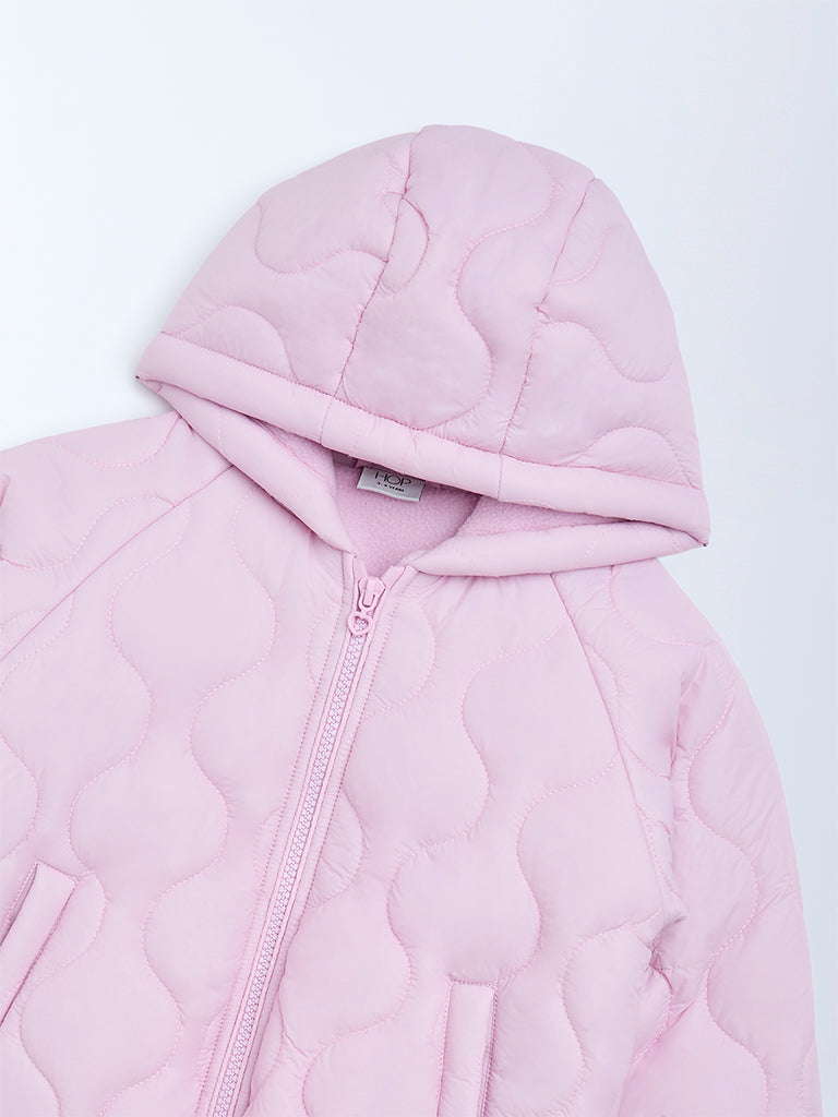 HOP Kids Dusty Pink Quilted Hooded Jacket