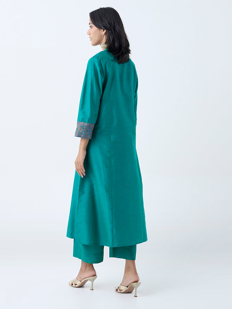 Utsa Green Solid A-Line Kurta