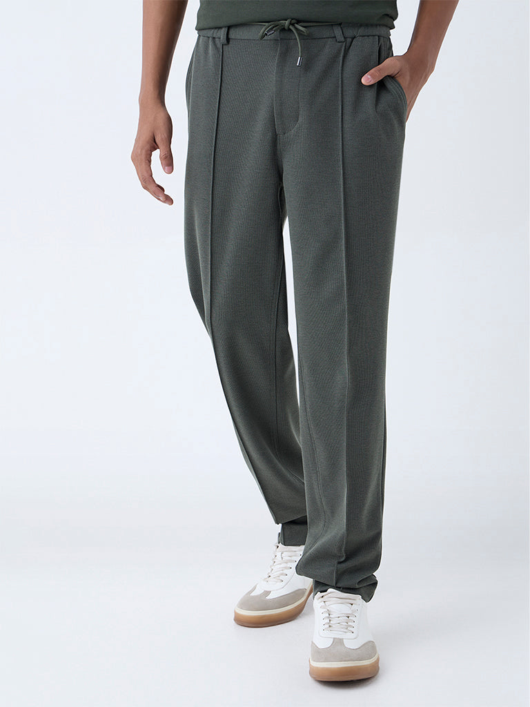 Studiofit Olive Relaxed-Fit Mid-Rise Pants