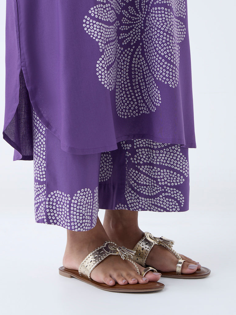 Utsa Violet Bandhani Printed Ethnic Pants