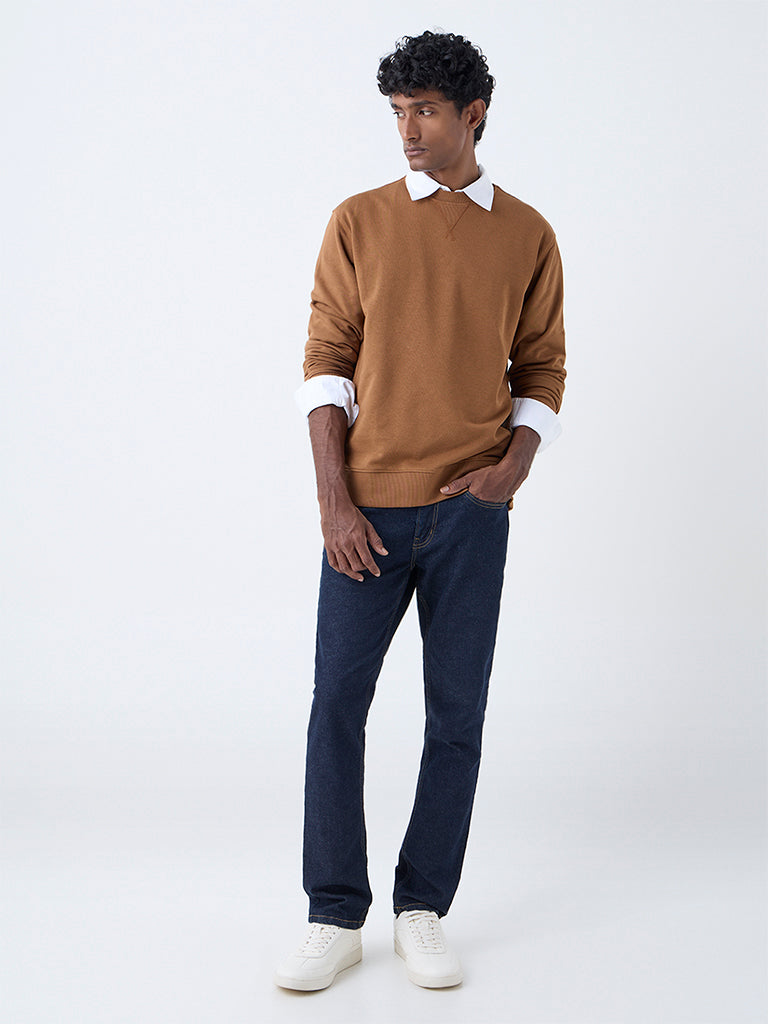 WES Casuals Brown Relaxed-Fit Cotton-Blend Sweatshirt
