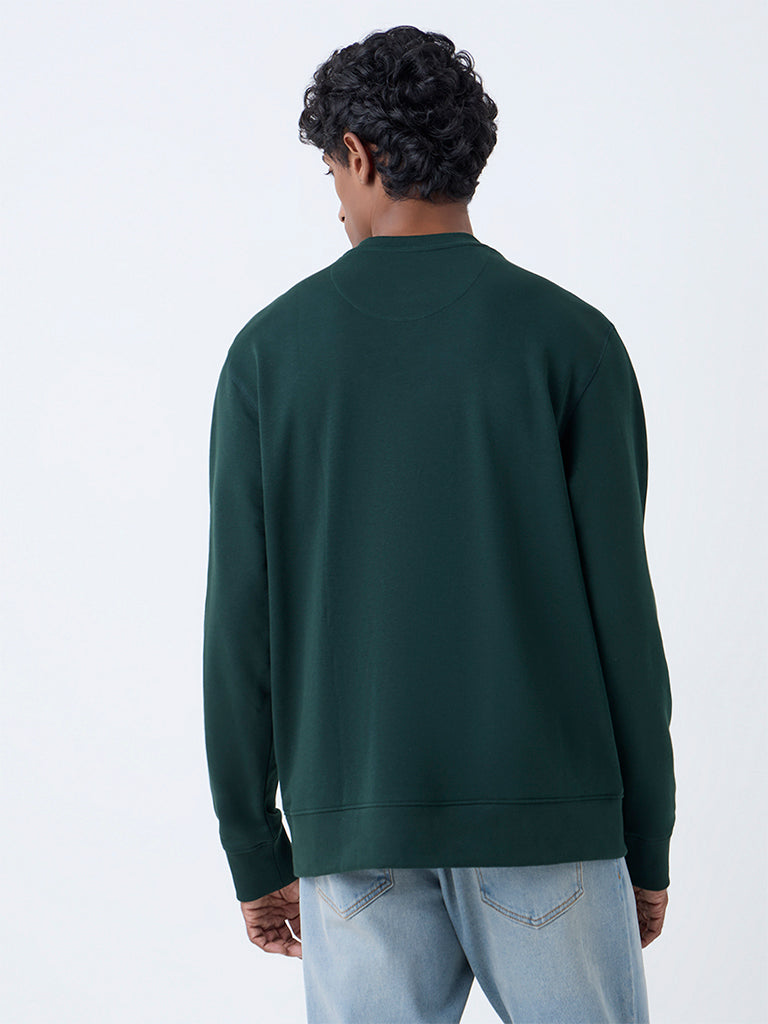 WES Casuals Dark Green Relaxed-Fit Cotton-Blend Sweatshirt