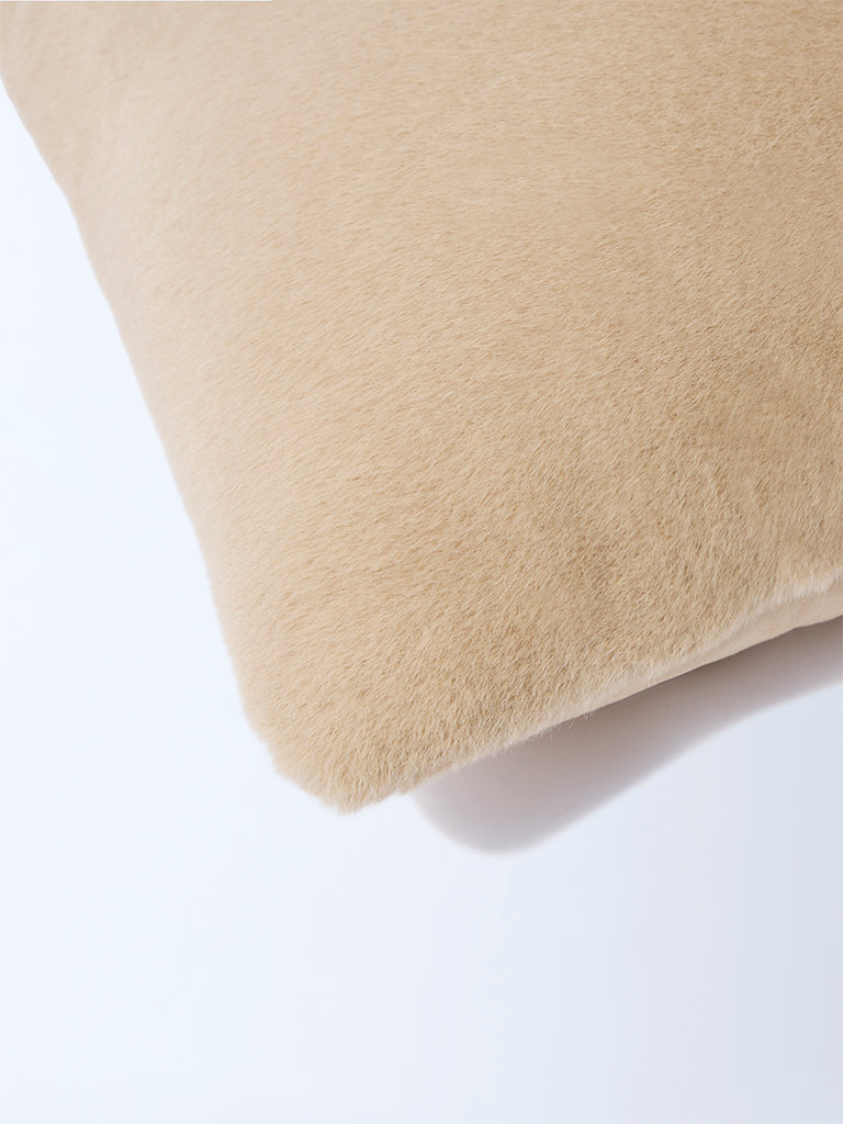 Westside Home Beige Fleece Cushion Cover