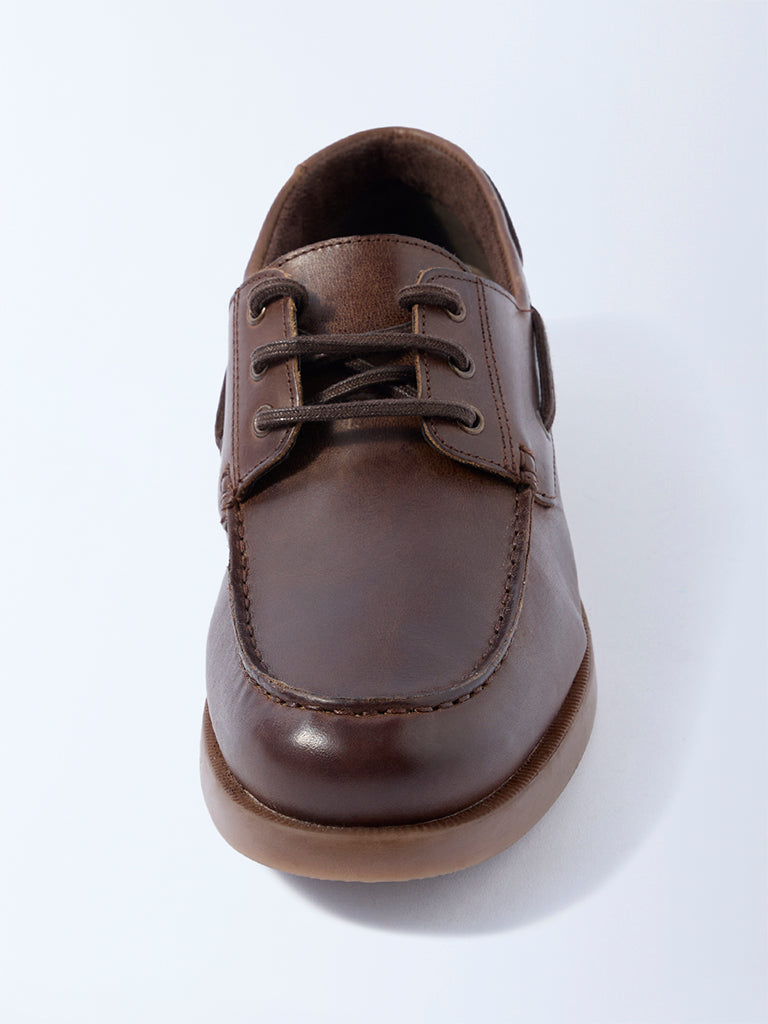 SOLEPLAY Brown Solid Dock Boat Leather Shoes