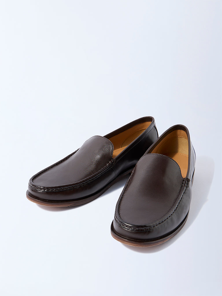 SOLEPLAY Brown Solid Leather Loafers