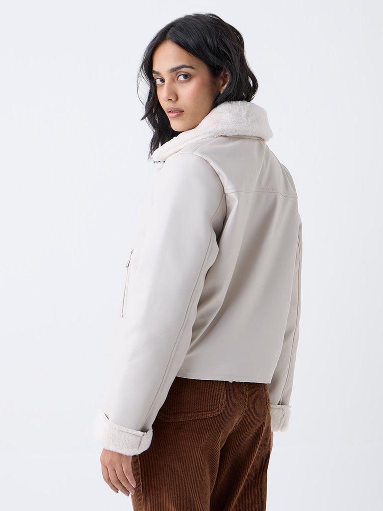 LOV Off-White Solid Jacket