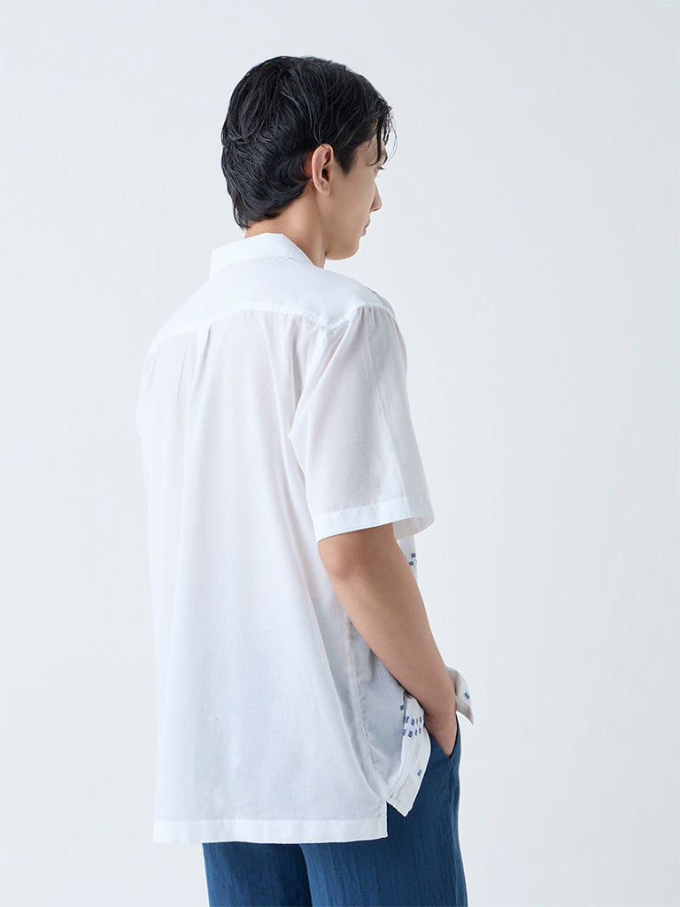 ETA White Printed Relaxed-Fit Cotton Shirt