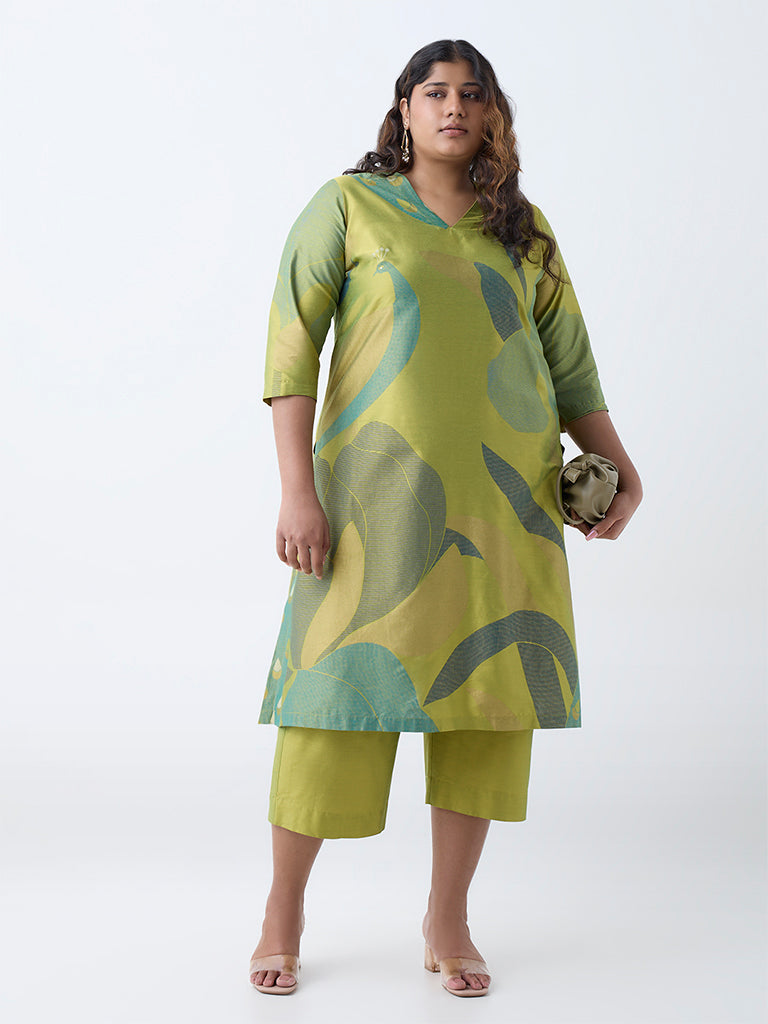 Diza Lime Solid Ethnic Pants